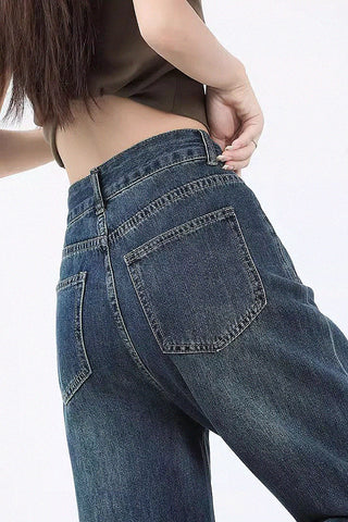 high waist straight wide-leg jeans