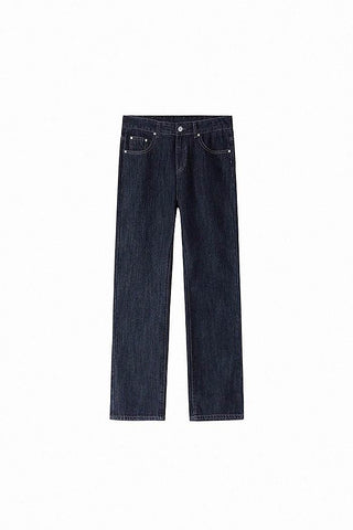 washed retro straight loose jeans