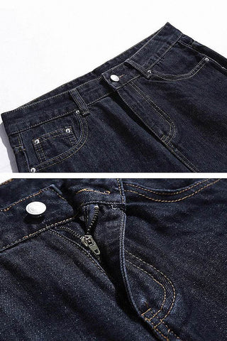 washed retro straight loose jeans