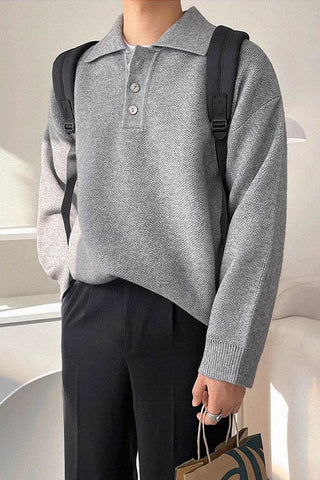 loose lapel long-sleeved sweater