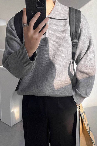 loose lapel long-sleeved sweater