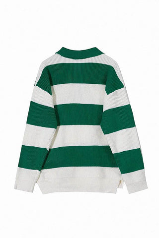 polo stripe loose sweater