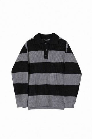 polo stripe loose sweater