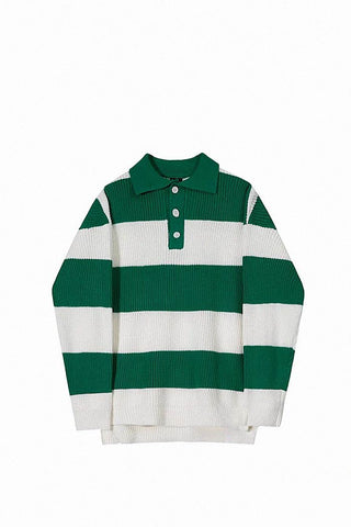 polo stripe loose sweater