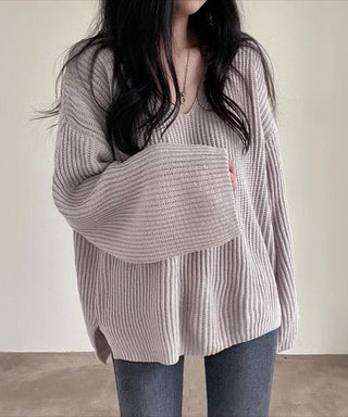 v-neck loose pullover sweater