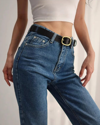 retro high waist slit jeans