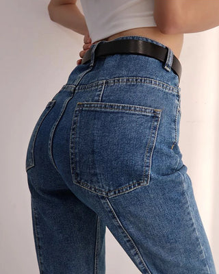 retro high waist slit jeans