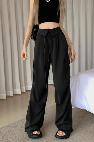 Loose High-Waisted Retro Overalls pants