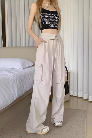 Loose High-Waisted Retro Overalls pants