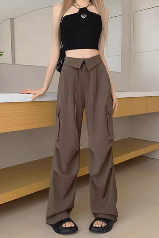 Loose High-Waisted Retro Overalls pants