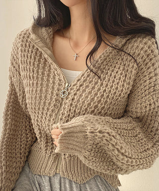 hooded loose thick lapel sweater