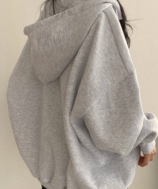 loose v-neck hooded pullover