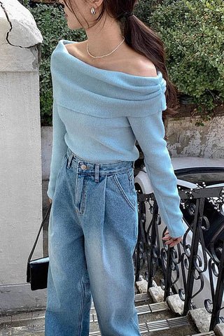 One-shoulder knitted top