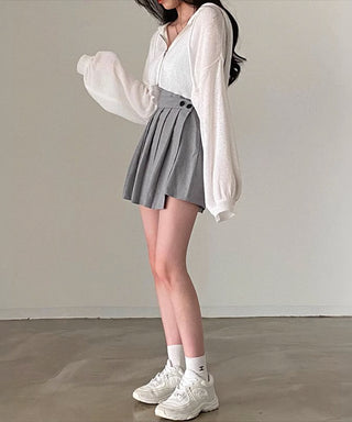 thin hooded crop knitted cardigan