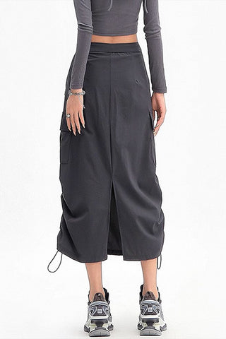 high waist straight long skirt