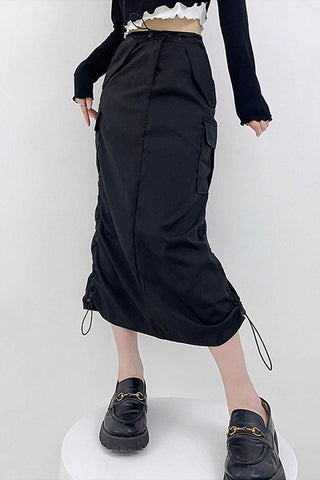 high waist straight long skirt