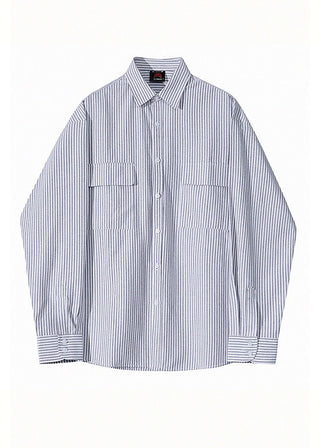 retro loose striped long sleeve shirt