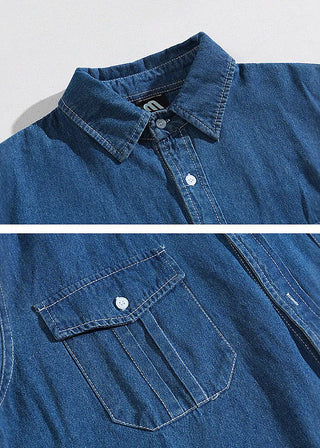 retro denim long-sleeved shirt