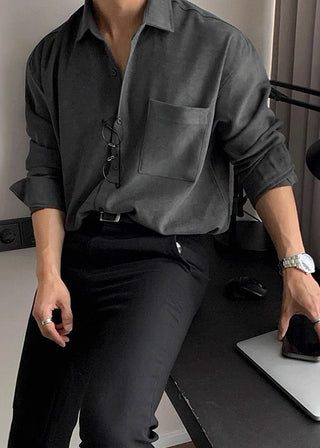 Iron free loose Casual long sleeve shirt