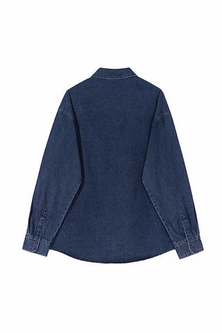 loose long-sleeved denim shirt