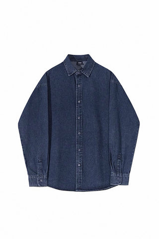 loose long-sleeved denim shirt