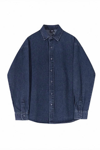 loose long-sleeved denim shirt