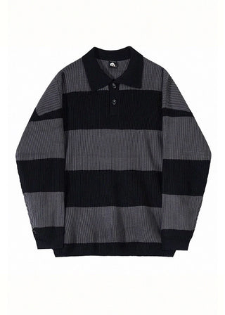 Loose Polo Striped Sweater