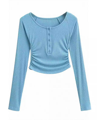 retro pleated slim fit top