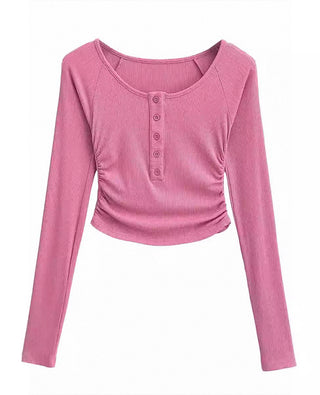 retro pleated slim fit top