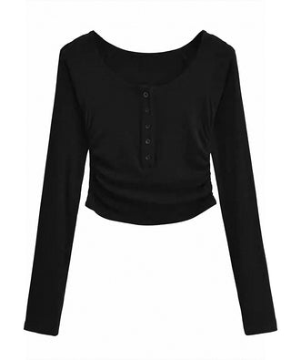 retro pleated slim fit top