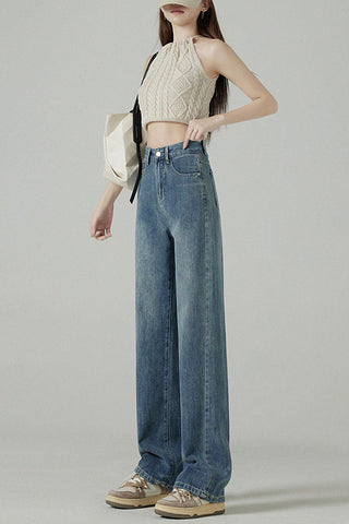 high waist wide-leg jeans