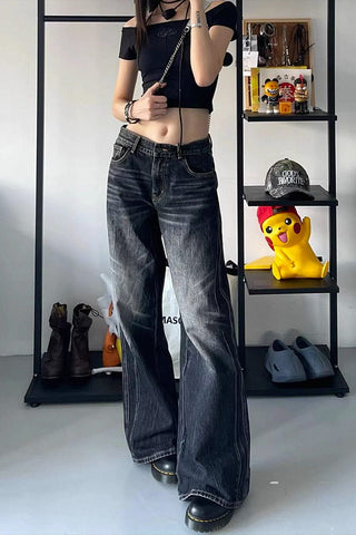 Retro High waist loose jeans