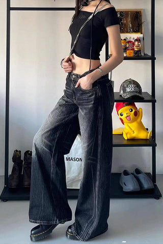 Retro High waist loose jeans