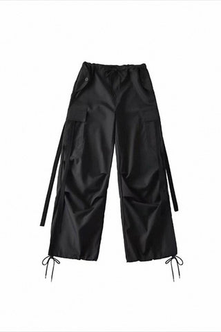 overalls retro loose drawstring cargo pants