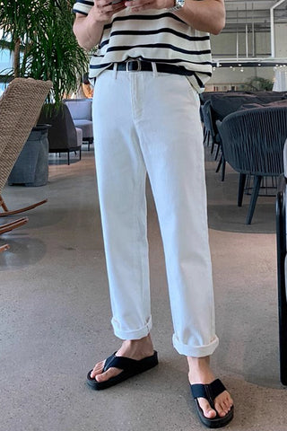 casual straight white jeans