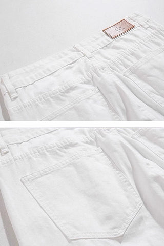 casual straight white jeans