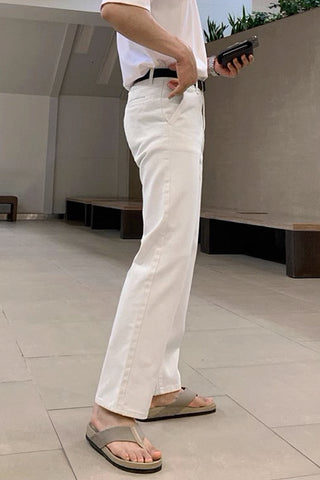 casual straight white jeans