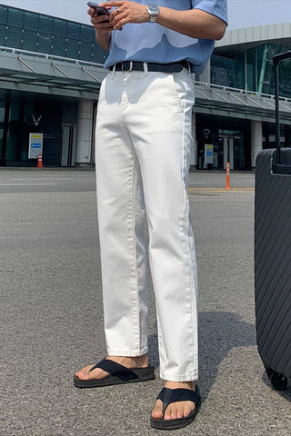 casual straight white jeans