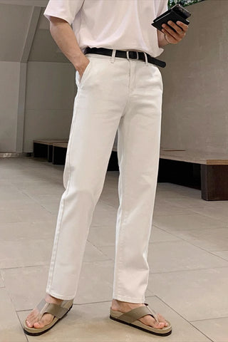 casual straight white jeans