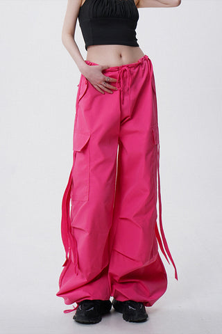 overalls retro loose drawstring cargo pants