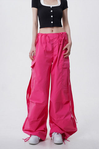 overalls retro loose drawstring cargo pants