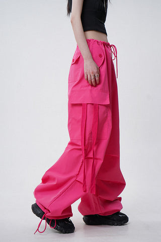 overalls retro loose drawstring cargo pants