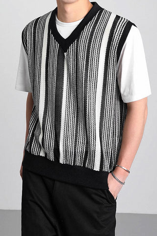 loose striped knitted vest