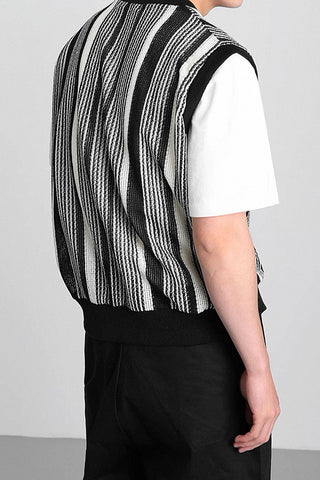 loose striped knitted vest