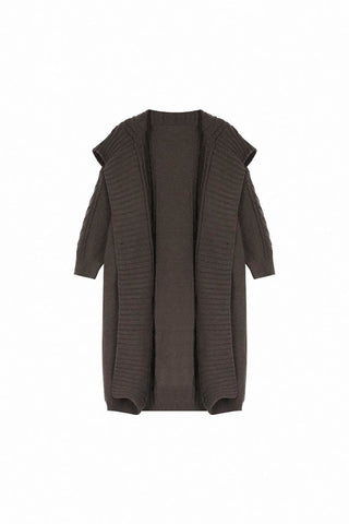 Two-piece suspender dress / long knitted coat