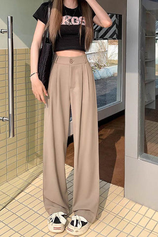 slim wide-leg drape straight pants