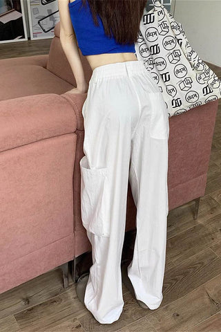 high waist drawstring loose cargo pants CP001