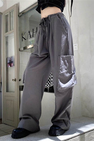 high waist drawstring loose cargo pants CP001