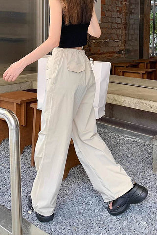 high-waist drawstring loose cargo pants CP002