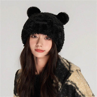 plush knitted woolen beanie